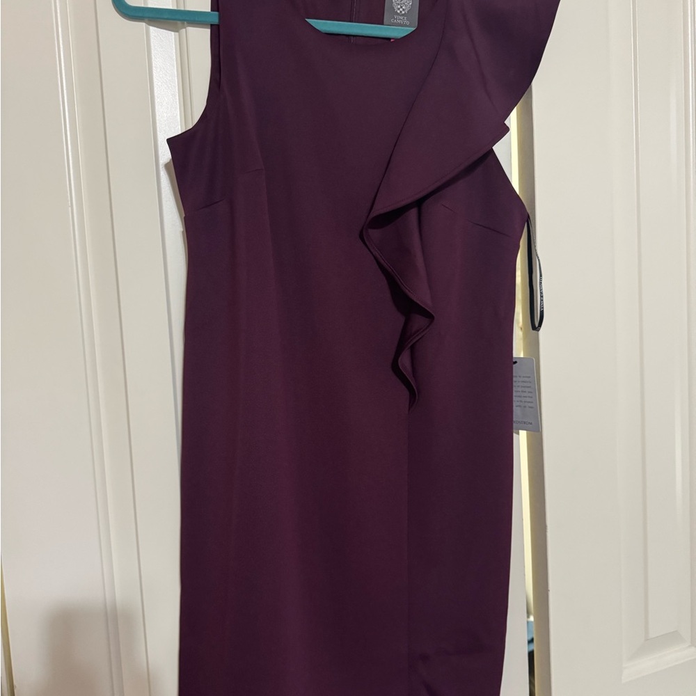 Vince Camuto Strapless Plum Dress with Ruffle
